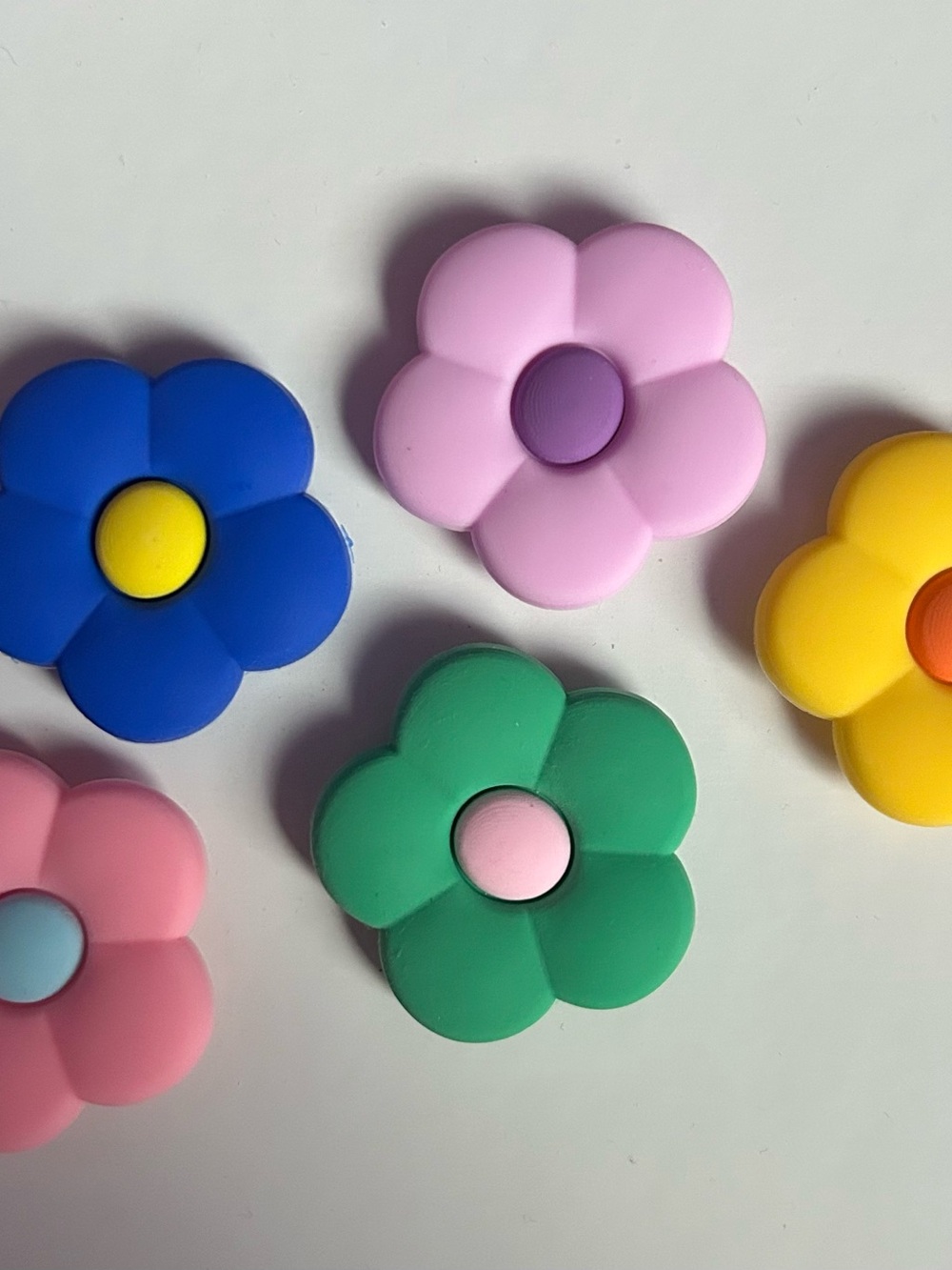 Bogg Bag Charms - Set of 5 - Flower Power Pink Green Blue Purple Yellow